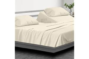 COTTINGTON LANE Split Head Flex King Sheets Sets for Adjustable Bed-Top Split King Sheets-100% Cotton Sheets 400-Thread-Count-Split Head Sheets-Split Down 34 inches from The top-Half Split Sheets(Ivory Solid)