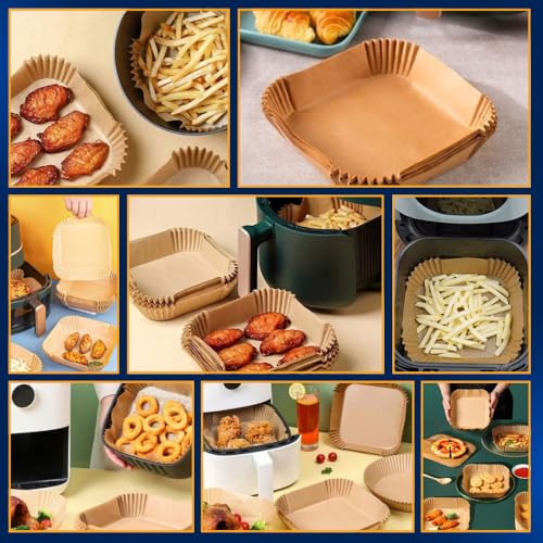 Kit 150 Forma de papel para AirFryer - Forma Descartável Papel Quadrada Antiaderente Protetor à Prova De Gordura Para Fritadeira Sem Óleo - Tamanho Universal - Upshop