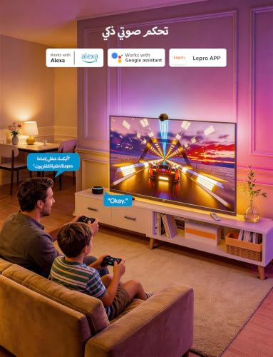 Lepro STV1 AI Smart TV Backlight with Ultrawide Camera for 75-85 Inch TVs,LED Strips,LightIMS Instant Sync, True-to-Screen Colour, TV Gaming Home Cinema, Works with Alexa, 2.4GHz WiFi