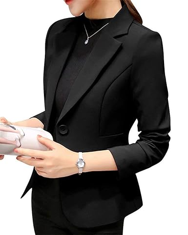 ORANDESIGNE Damen Elegant Blazer Langärmliger Anzugjacke Einfarbig Blazer Business Slim Fit Bolero Jacke Anzug Trenchcoat