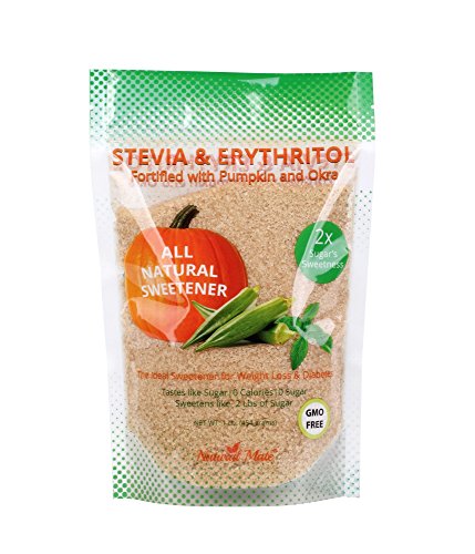 Natural Mate Granular Sweetener, Stevia and Erythritol (Fortified with Pumpkin and Okra), 1 Pound, (Pack of 3)