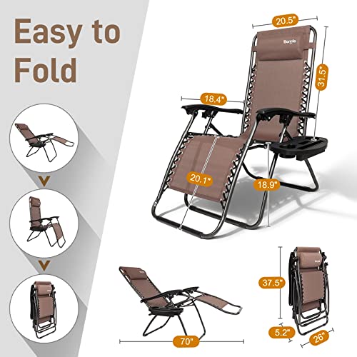 Bonnlo Zero Gravity Chairs Set of 2 Patio Folding Lounge Chairs Outdoor