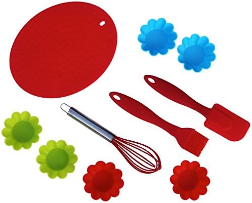 10-pc Premium Silicone Cupcake Baking Set &amp; Decorating Set. Cooking Essentials girls &amp; boys. Montessori Materials Practical Life. Heat resistant, nonstick silicone spatula, silicone cupcake holders