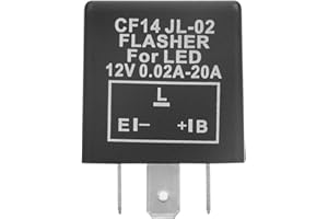 VIKYE Flasher Relay, CF14 JL-02 3-Pin 12V LED Flasher Flash Relay 0.02A-20A for Turn Signal Light Hyper Flash Fix - Waterproof, Dustproof, Long Life (Black)