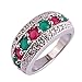 Psiroy 925 Sterling Silver Created Gemstone Filled Half Eternity Band Ring