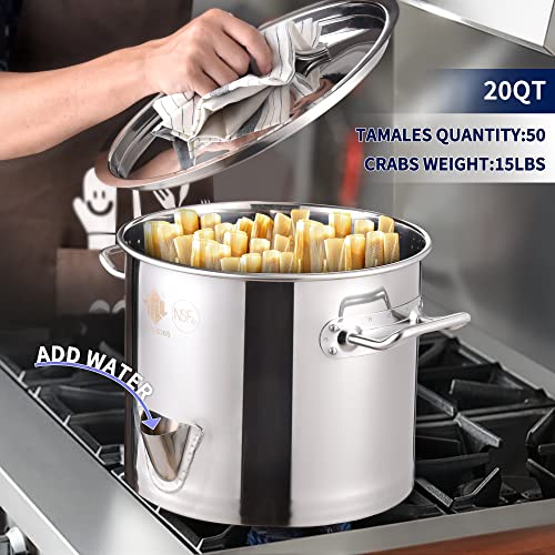 ARC 20QT Stainless Steel Vegetable Steamer, Tamale Steamer Pot, Seafood
