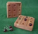 Handmade Wood Tic Tac Toe Game with Marbles