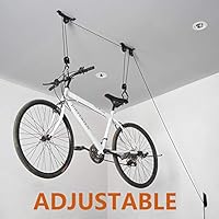 hanging bike in garage pulley system