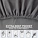 TEKAMON Queen Bed 6 Piece Sheet Set Cooling 100% Microfiber Polyester Extra Deep Pocket Fitted Sheet Luxury Soft,Breathable,Wrinkle Free Flat Sheet Dark Grey
