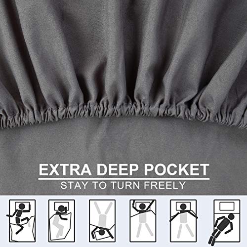 TEKAMON King Bed 6 Piece Sheet Set Cooling 100% Microfiber Polyester Extra Deep Pocket Fitted Sheet Luxury Soft,Breathable,Wrinkle and Fade Resistant Flat Sheet Dark Grey - Thumbnail 6
