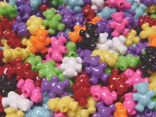 Teddy Bear Shaped Pony Beads 25pc Multi Colors Crafts Jewelry Kandi Kids School