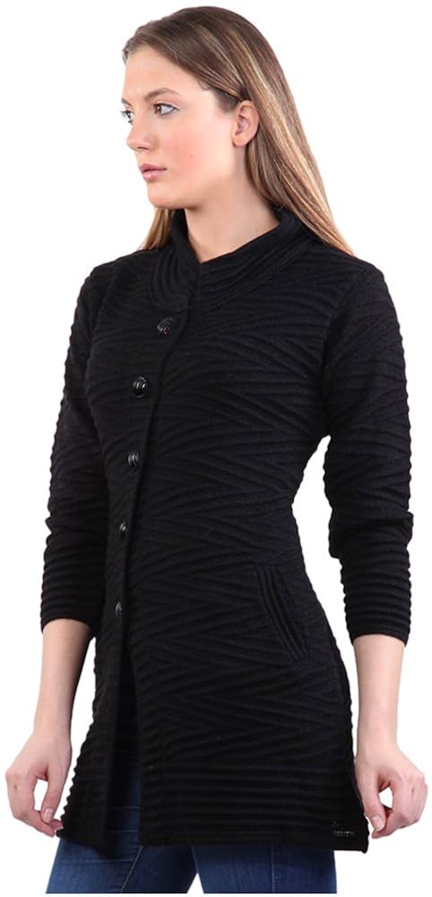 montrex acro wool winter long coat for women, girls (black)