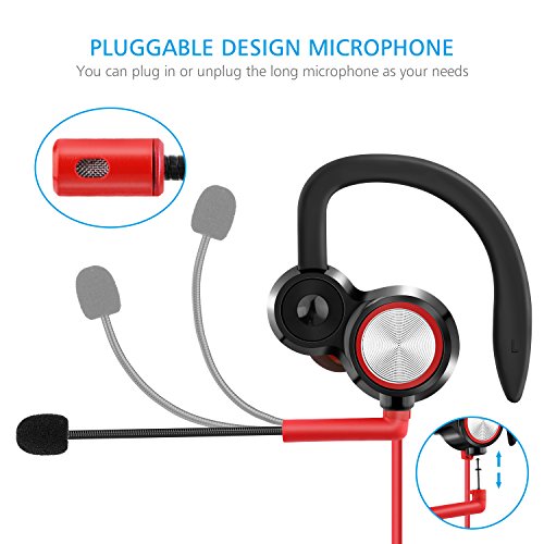 Professional Mobile Gaming Headset, Headphones with Dual Microphone, Dual Driver,Noise Cancelling, High-fidelity Stereo Earphones, Comfort-Fit for Smart Phone/PC/Nintendo Switch/XboxOne/PS4 (Red) - Thumbnail 3