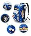 Children Toddler Kid's 2-4-6th Grade Pupils School Bag Backpack with Wheeled Trolley Hand (blue)
