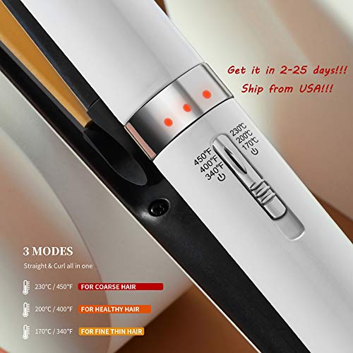 Sethya Hair Straightener Flat Iron for Hair Iron Straightener and Curler 2 in 1up to 450°F Ship from USA (1INCH)