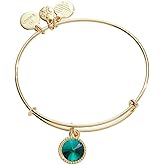 Alex and Ani Birthstones Expandable Bangle for Women, Birthday Crystal Charms, Shiny Finish, 2 to 3.5 in