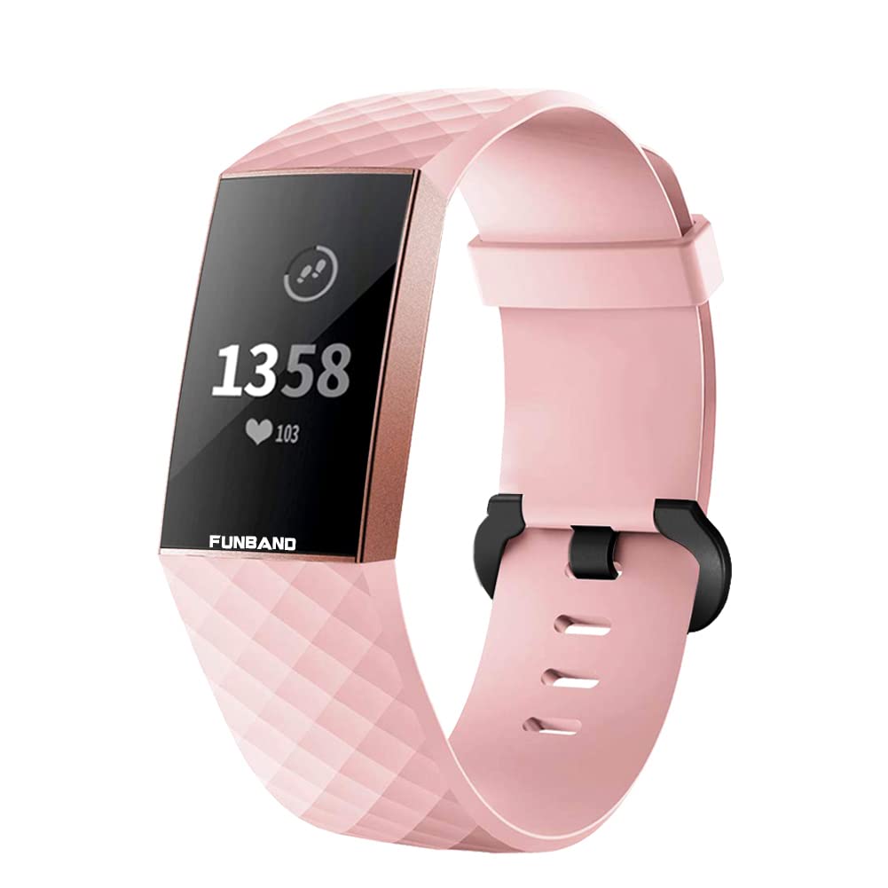 FunBand for Charge 3/Charge 4 Strap Bands,Classic Edition Soft Silicone Sport Adjustable Replacement Accessory Bracelet Straps for Charge 3/Charge 4 Fitness Activity Wristband
