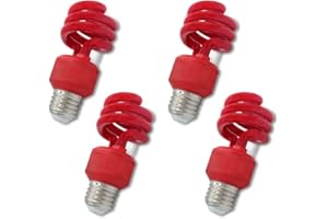 lumenivo 13 Watt Spiral CFL Red Light Bulb 13W Outdoor Red Light Bulb for Patio, Ceiling, Christmas Lights, Decorative Lighting, and Parties - E26 Medium Screw Base - 120V - 4 Pack