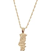24K Gold Plated Portugal Map Pendant Necklace Jewelry Portuguese Jewelry Gift