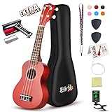 Soprano Ukulele Beginner Pack-21 Inch w/Gig Bag Fast Learn Songbook Digital Tuner All in One Kit