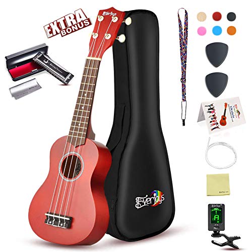 Soprano Ukulele Beginner Pack-21 Inch w/Gig Bag Fast Learn Songbook Digital Tuner All in One Kit