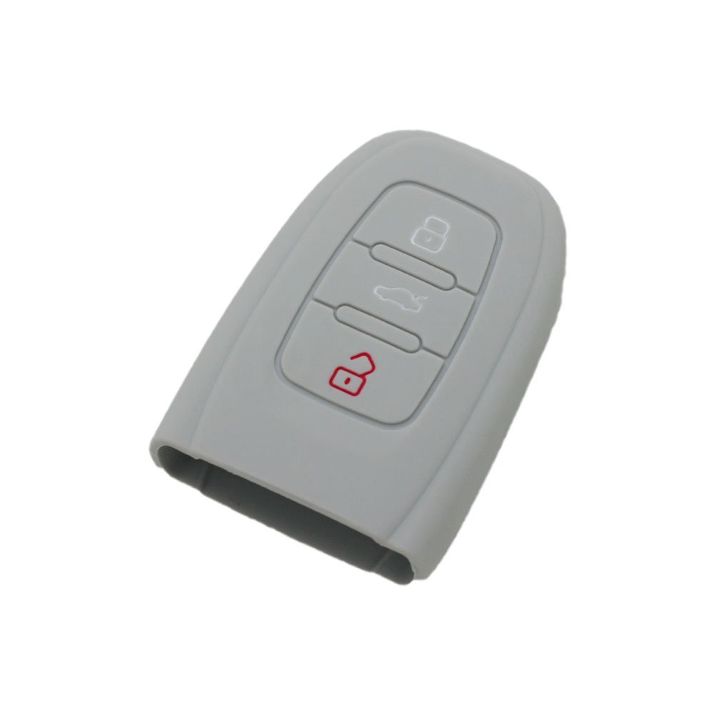 BROVACS Silicone Cover Protector Case Holder Skin Jacket Compatible with AUDI 3 Button Smart Remote Key Fob CV9821 Grey