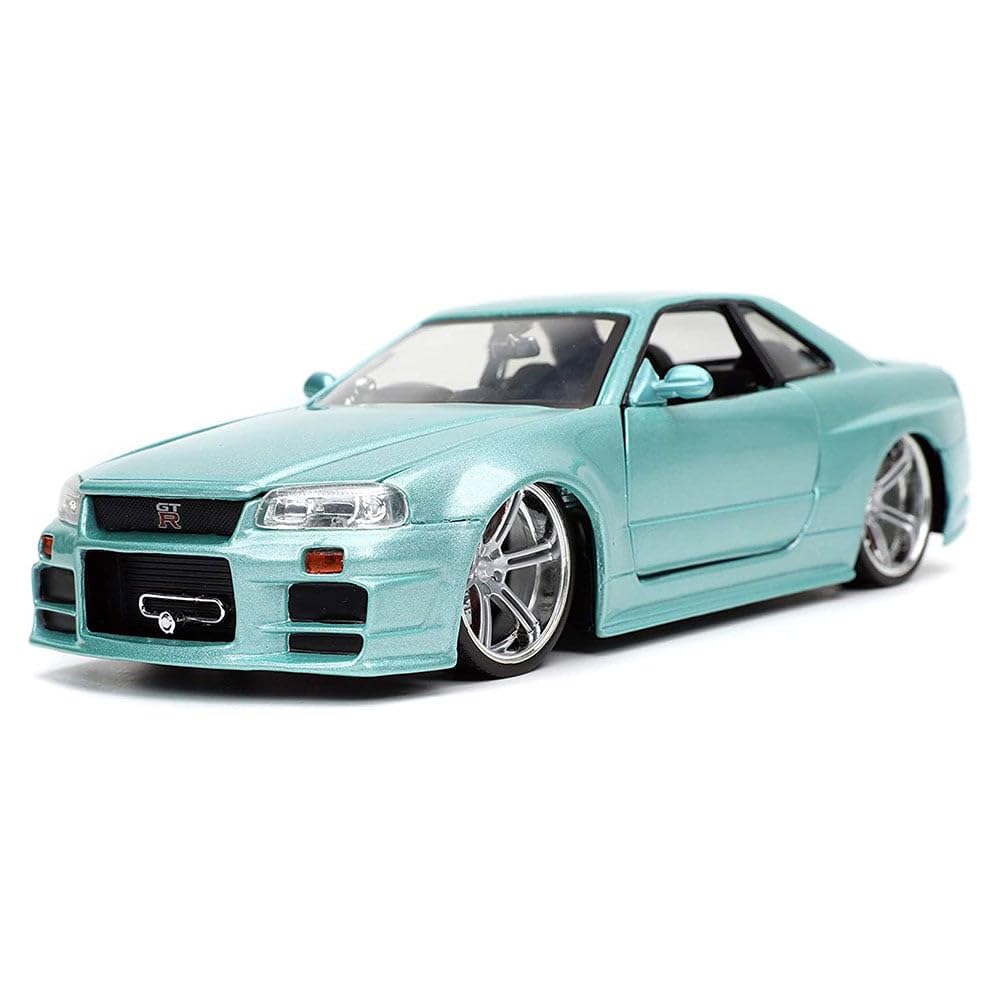 Jada 1:24 Die Cast Nissan Skyline GT-R R34 Model Car, Red, Metal, Tabletop, Transportation, Wedding, Anniversary