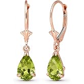 Genuine 14k Solid Gold Earrings Design with 3 Carat Green Grass Peridot Gemstones