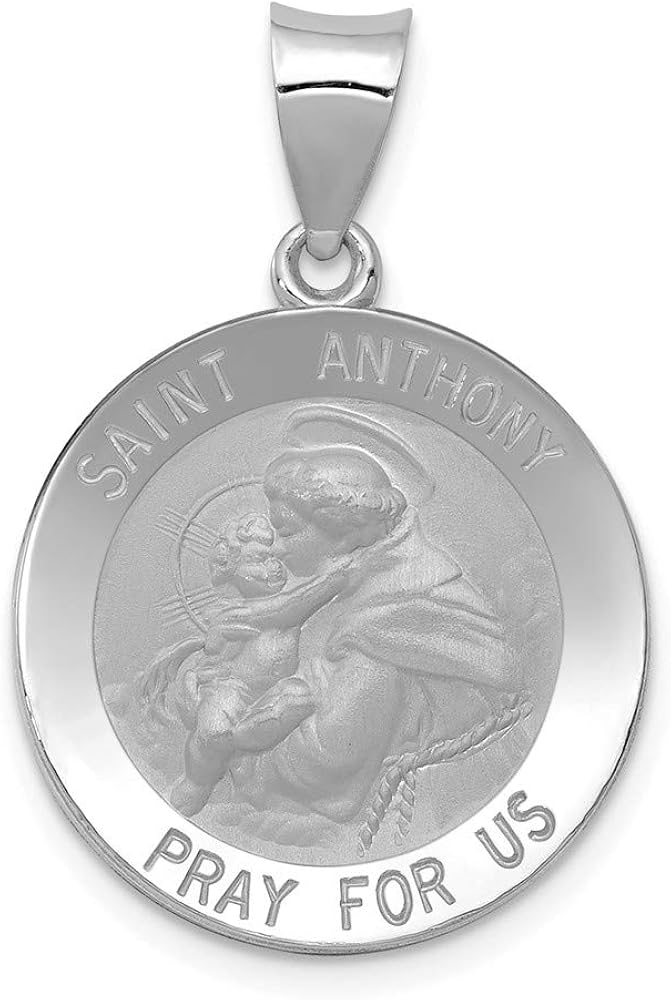 Amazon.com: 14k White Gold Saint Anthony Medal Pendant Charm Necklace Religious Patron St Fine 