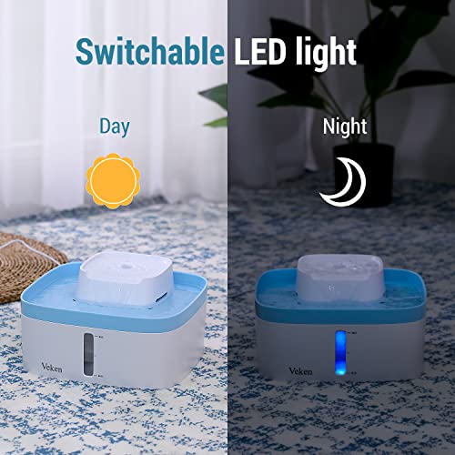 Veken 0.8Gallon/100oz MultiTier Pet Fountain, Automatic Cat Water