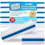 (10 Pack) Jumbo Extra Durable Eraser Sponge - 6.5 x 4 x 1.5" Long Lasting, Premium Melamine Foam Sponges in Bulk - Large Heavy Duty Power Scrubber - Bathroom, Kitchen, Floor, Baseboard & Wall Cleaner