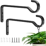 saffruff 14.5 cm Hanging Basket Brackets 2 Pack Black Wall Hooks Garden view 1