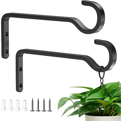 saffruff 14.5 cm Hanging Basket Brackets 2 Pack Black Wall Hooks Garden
