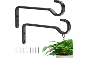 saffruff 6 Inch 2 Pack Heavy Duty Outdoor Plant Hangers for Hanging Baskets, Iron Plant Brackets for Hanging Plants Outside, Metal Plant Hooks Plant Wall Hooks for Hanging Lantern, Bird Feeder