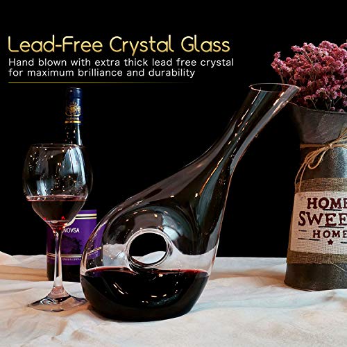 Wine Decanters by NUTRIUPS Hand Blown Red Wine Carafe Classic Pierced