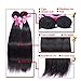 Perstar 8A Grade Brazilian Virgin Hair Straight Remy Hair 4 Bundles Remy Human Hair Weaves Natural Black (18 20 22 24, Natural Color)