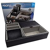 Profile Gifts 10 Inch Black Leatherette Valet Tray - 5 Compartments (Kitchen)