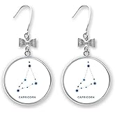 Capricorn Constellation Sign Zodiac Bow Earrings Drop Stud Pierced Hook