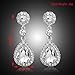 Women Pear Shape Crystal Earrings Dangle Teardrop Rhinestone Earring (Silver + Crystal)