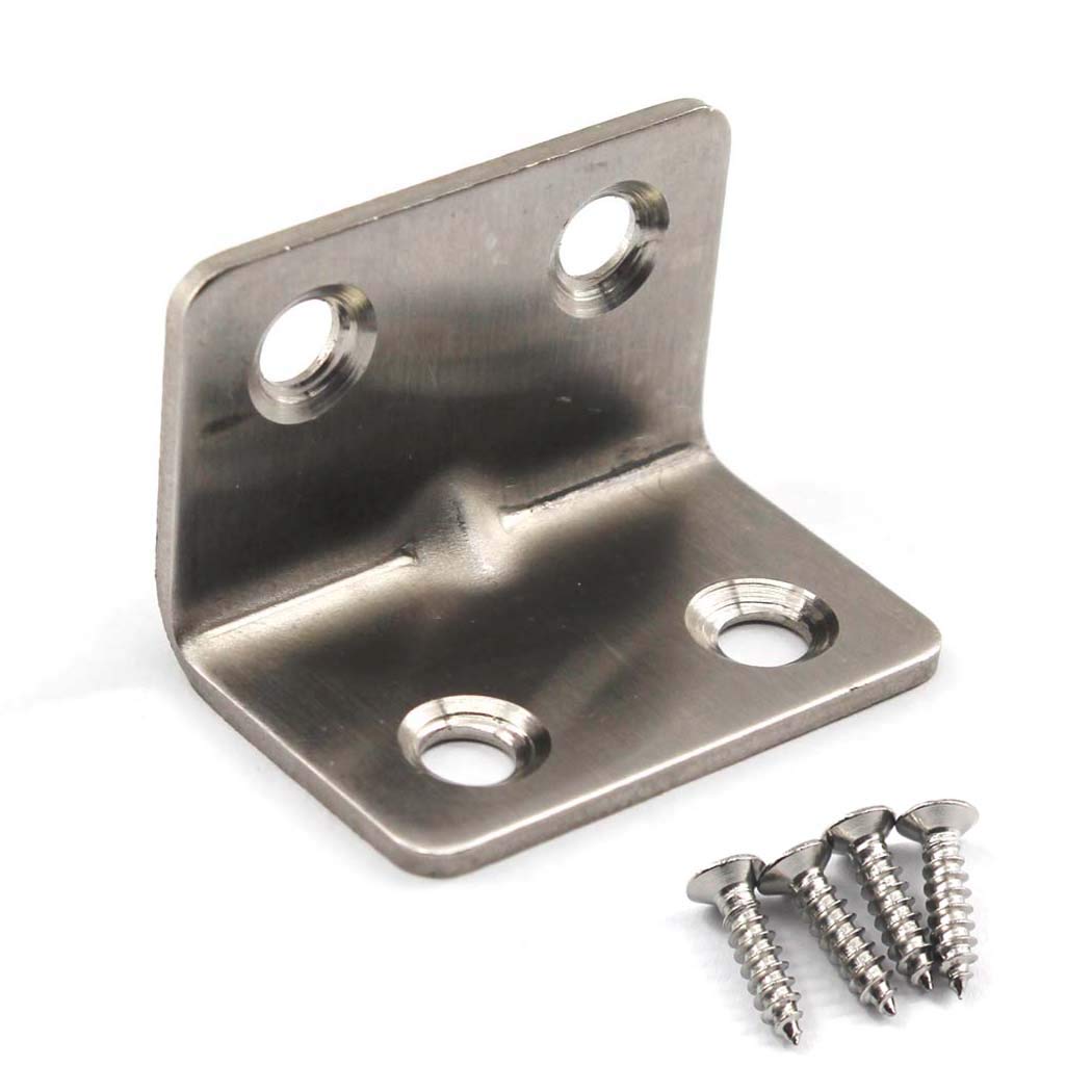 (10 Pieces) Angle Connector Corner Brackets Stainless Steel L Shape Brace Brackets for Wood Shelving 38x25x25mm