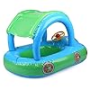 SUPOW-Baby-Swim-Float-Seat-Rose-Red-Cartoon-Car-Shaped-Boat-Pool-Ring-Seat-With-Sunshade-Canopy-For-Kids-Baby-Child-Toddler-Infant