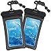 Water Proof Cell Phone Pouch, Universal Waterproof Phone Case, 100ft IPX8 Waterproof Bag, Anti-break Lanyard, Floating Waterproof Pouch for iPhone X, 8, 8P, 7, 7P, Device up to 6 inches(2 Pack, Black)