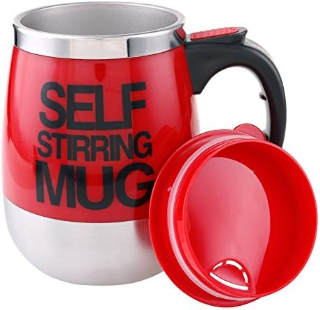 Self Mixing coffee Mug Electric Stirring Stainless Steel cup for travel portable sports mug (red)