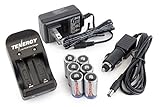 Tenergy 3V RCR123A Rechargeable Li-ion Batteries Protected 6 Pcs with 2 -Slot Smart Battery Charger
