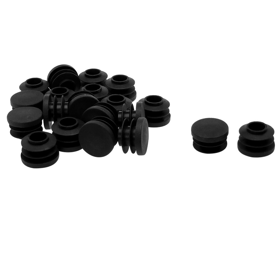 sourcingmap 3/4" 20mm OD Plastic Round Tube Ribbed Inserts End Cover Caps 20pcs, 0.75" Inner Dia, Floor Furniture Chair Desk Protector