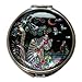 Mother of Pearl Tiger and Magpie Design Purse Double Compact Cosmetic Makeup Personal Handbag Stainless Steel Round Mirror