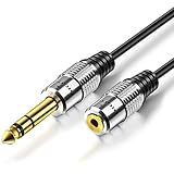 6.35mm 1/4 Inch Stereo Plug Male to 3.5mm 1/8 Inch Stereo Jack Female Socket Headphone Extension Cable (1 Feet)