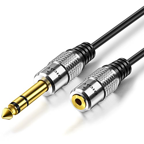 6.35mm 1/4 Inch Stereo Plug Male to 3.5mm 1/8 Inch Stereo Jack Female Socket Headphone Extension Cable (1 Feet)