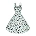 Minifaceminigirl Women's Elegant 1950s Vintage Bird Print Rockabilly Swing Dress