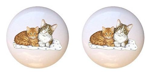 Amazon Com Set Of 2 Knobs Cat 152 Cats Decorative Glossy